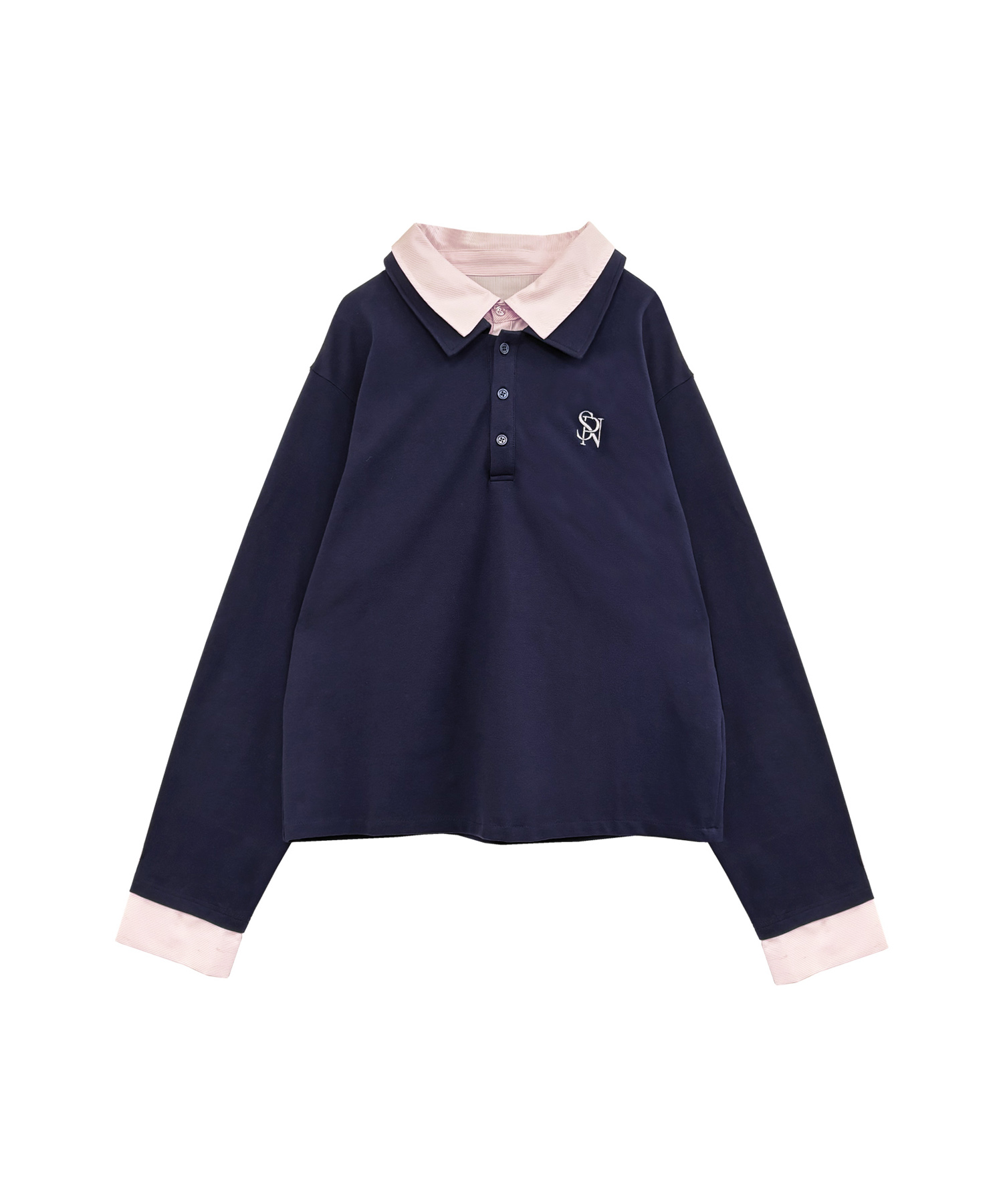 UNISEX Wカラーポロシャツ / ネイビー