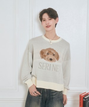 UNISEX トイプードルジャガードニット / アイボリー