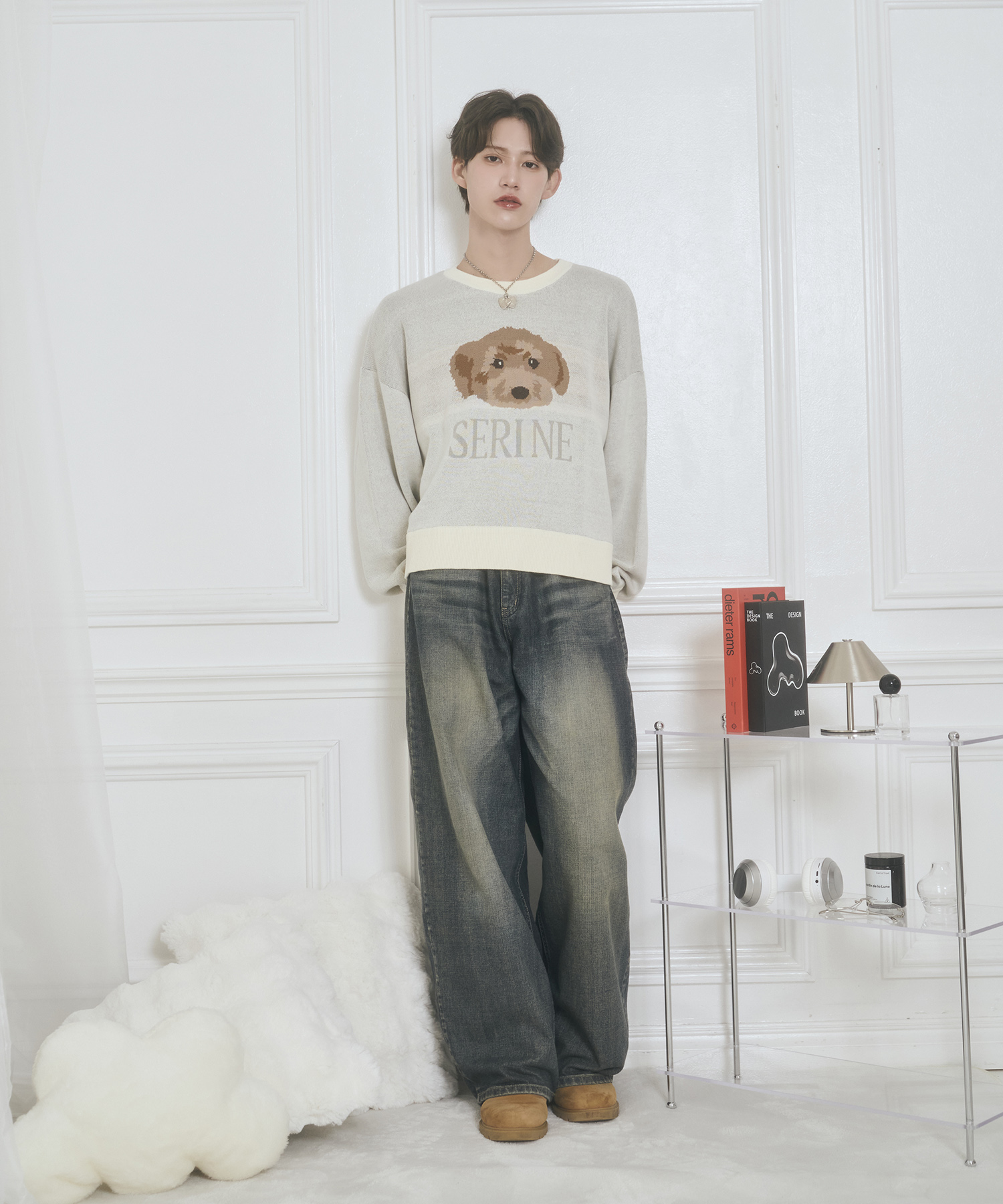 UNISEX トイプードルジャガードニット / アイボリー