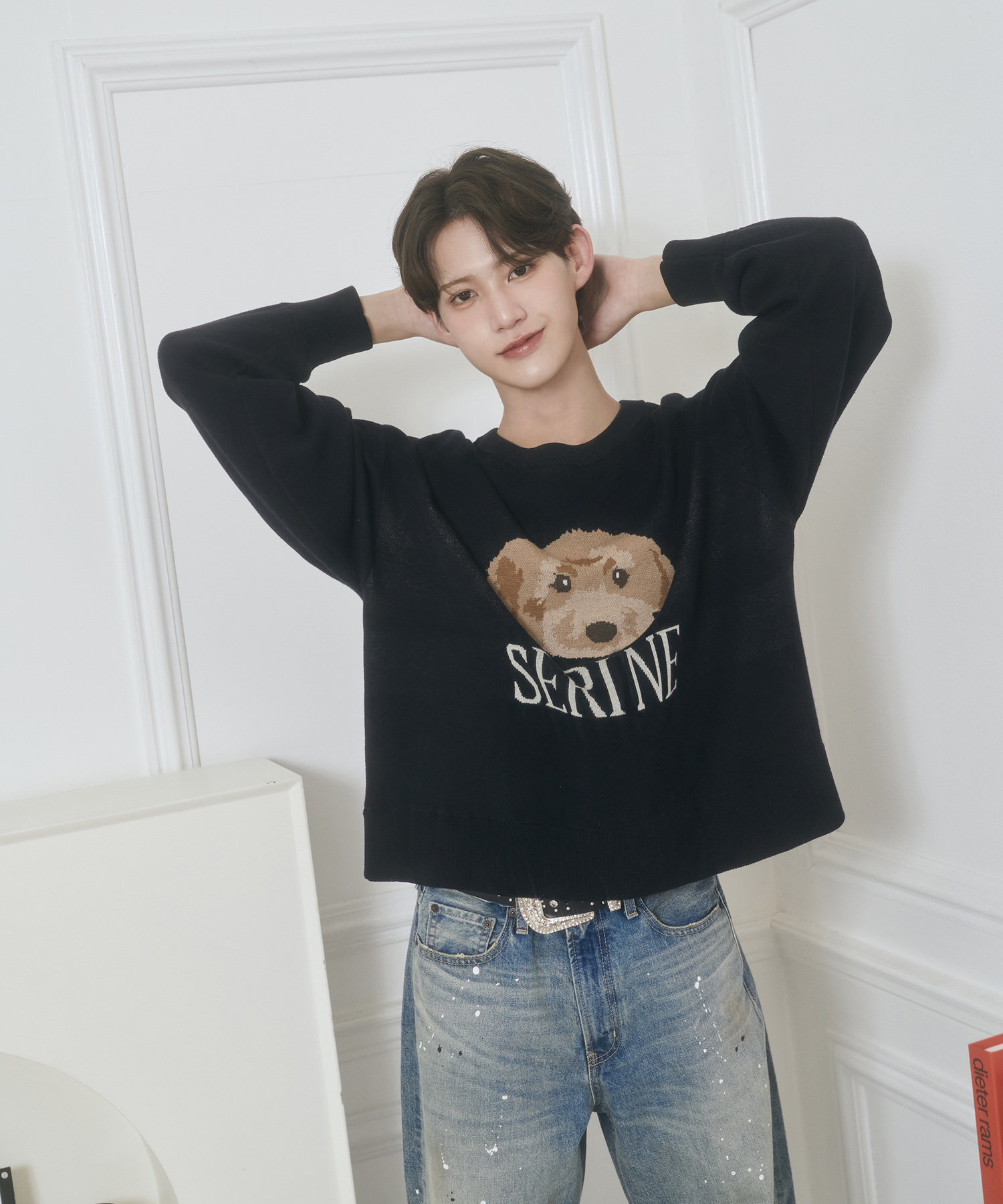 UNISEX トイプードルジャガードニット / ネイビー