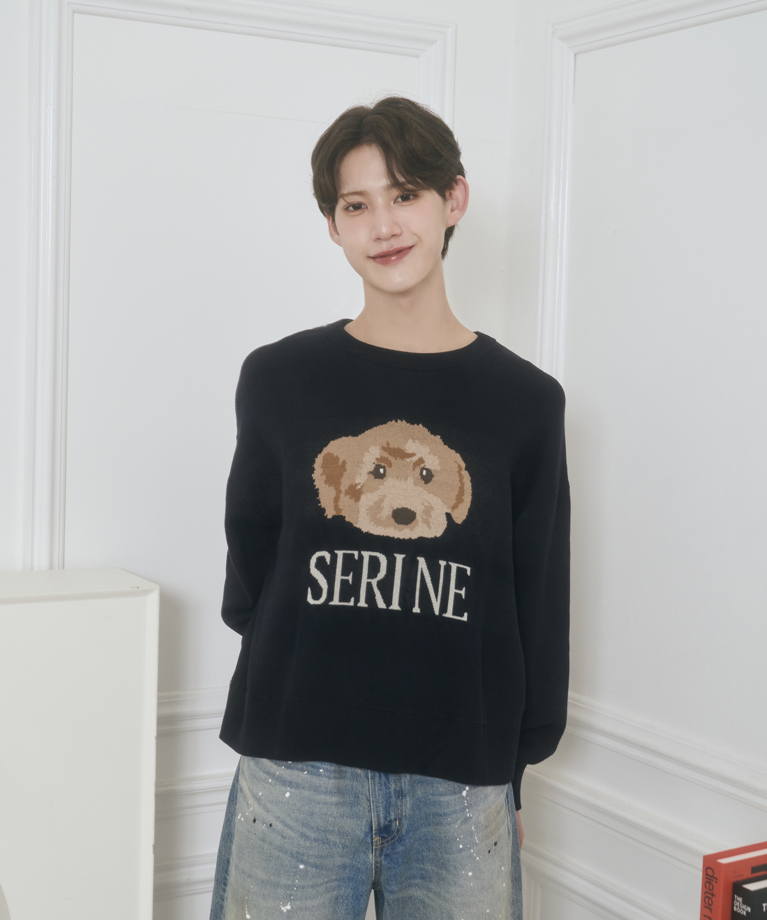 UNISEX トイプードルジャガードニット / ネイビー