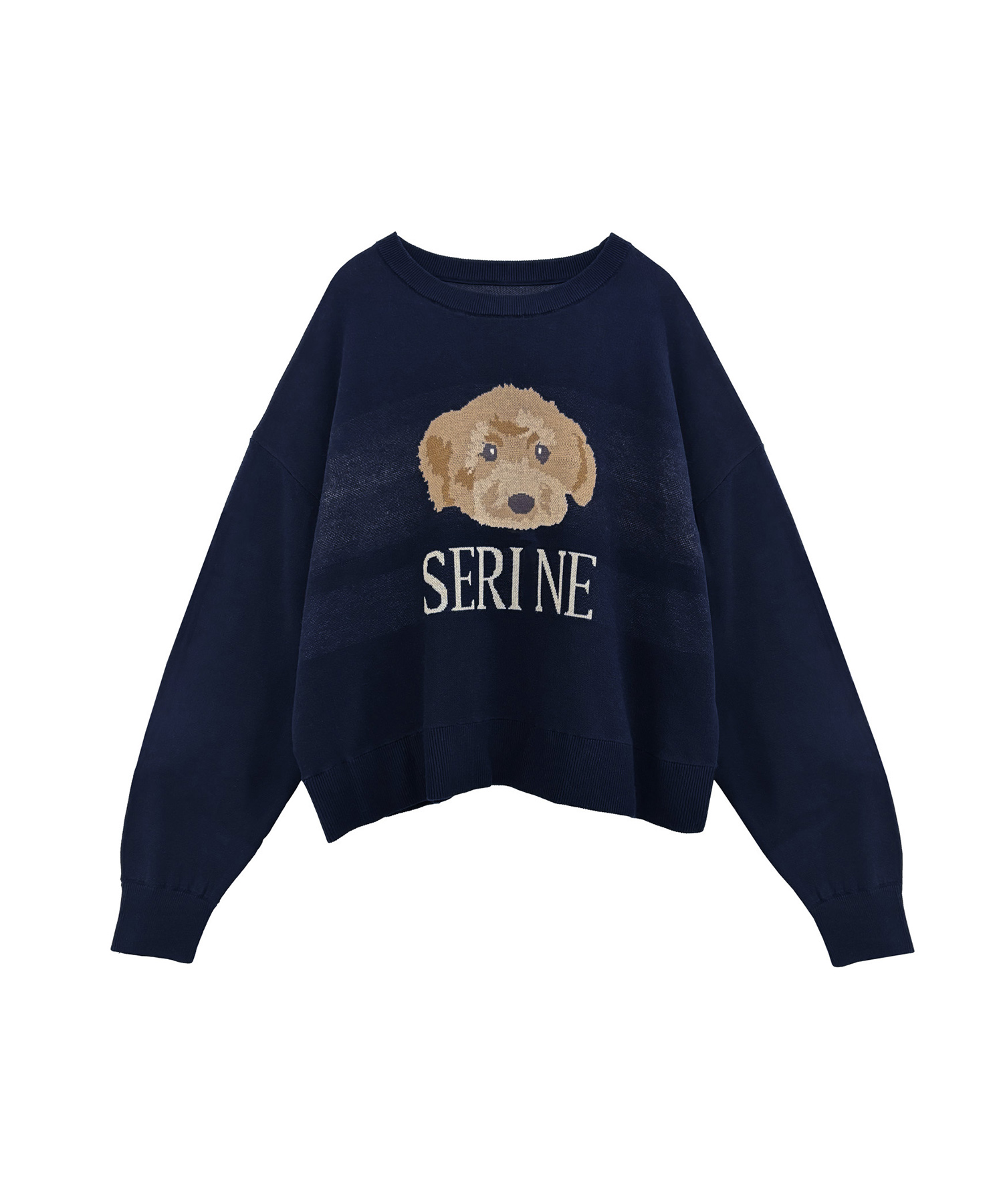 UNISEX トイプードルジャガードニット / ネイビー