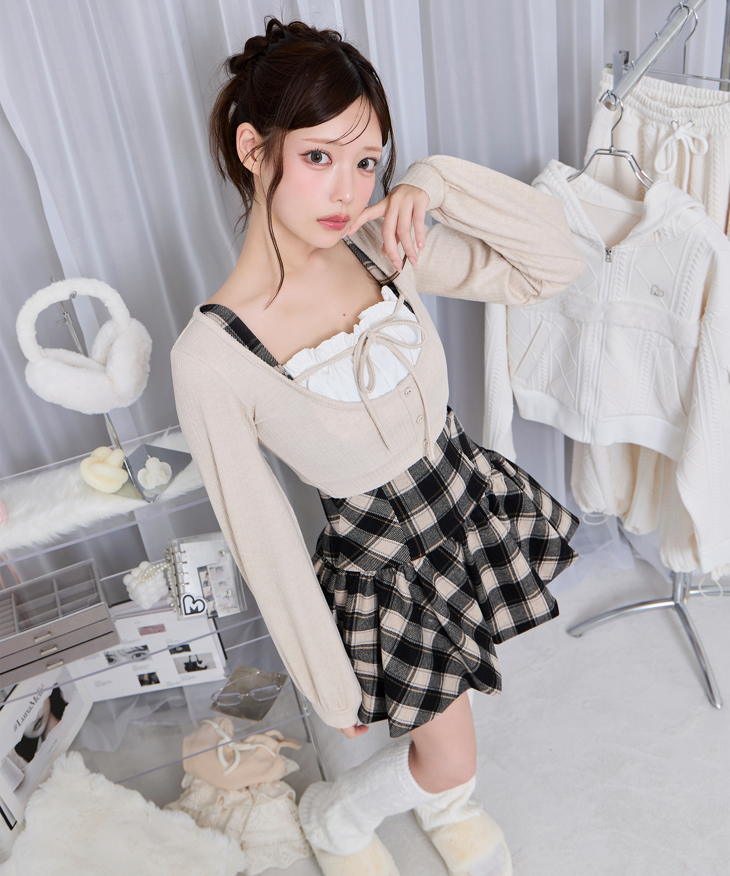 ボレロセットバルーンワンピース / ベージュ