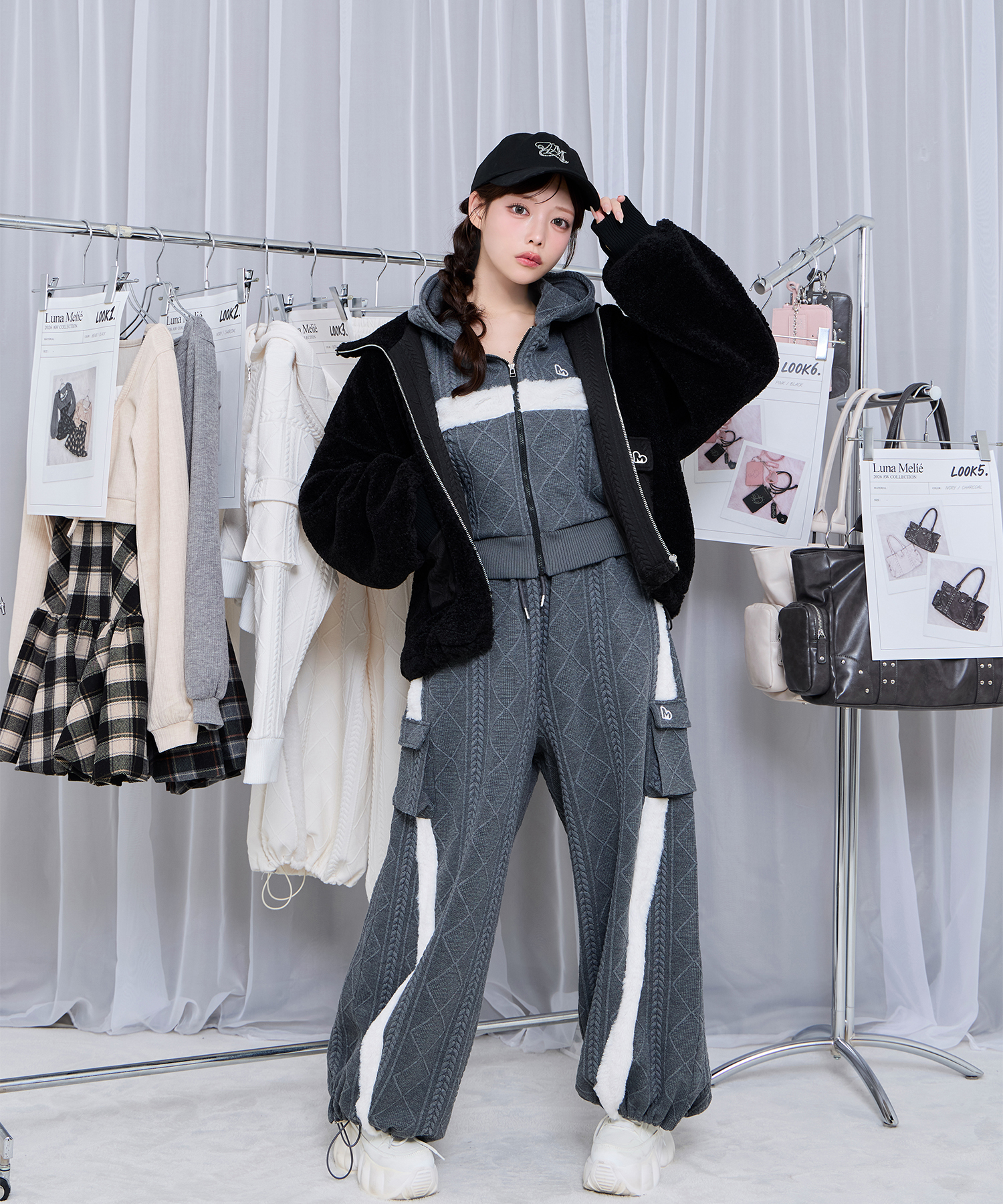 ファーラインケーブルパンツ / チャコール