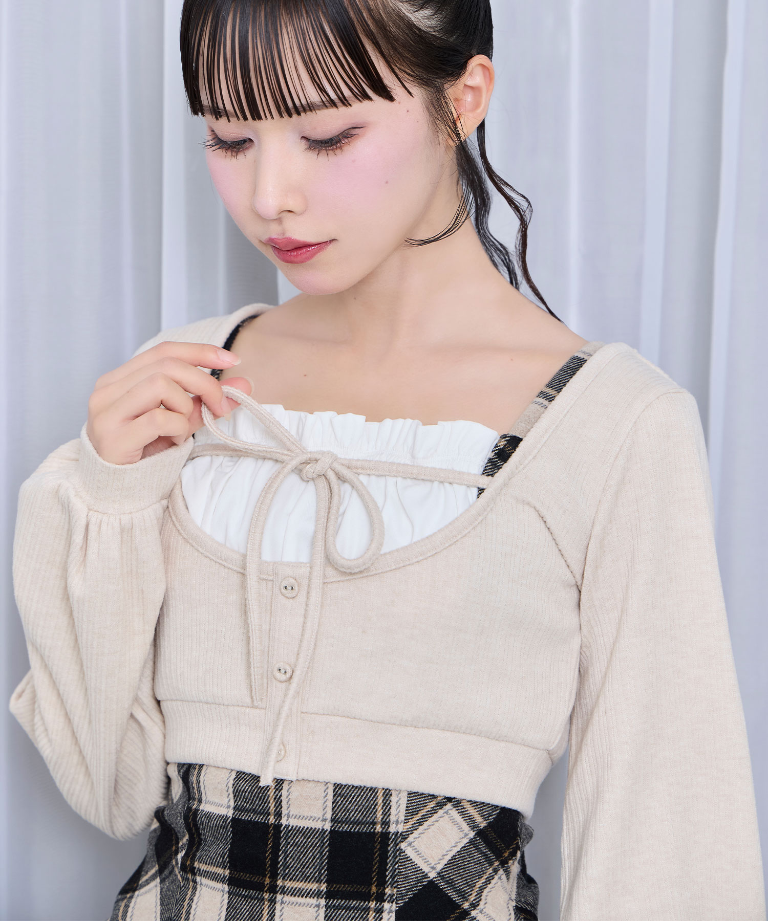 ボレロセットバルーンワンピース / ベージュ