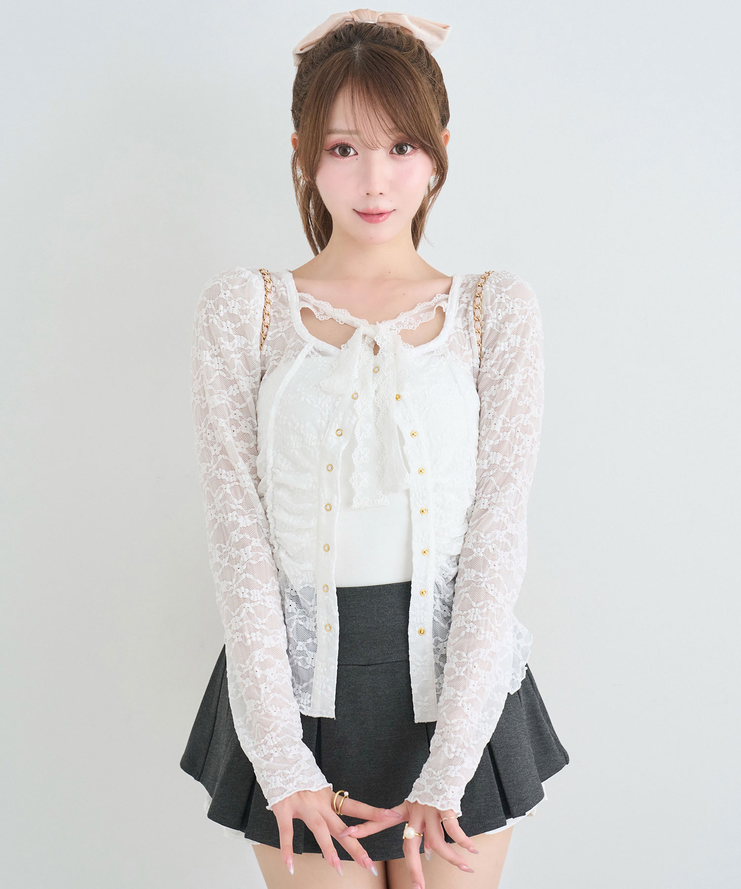 Gathered Lace Top with bandeau