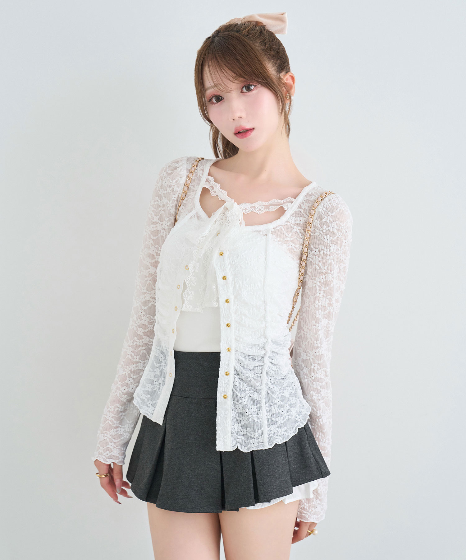 Gathered Lace Top with bandeau
