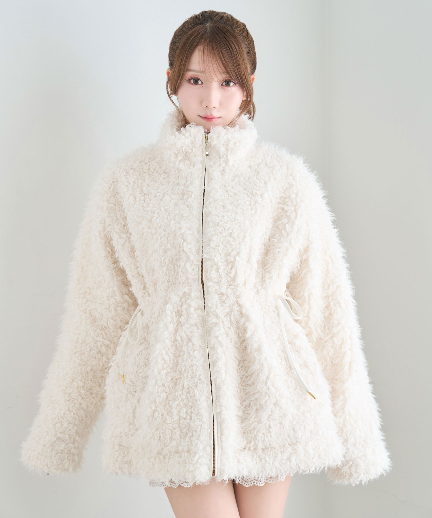 Curly eco fur middle coat