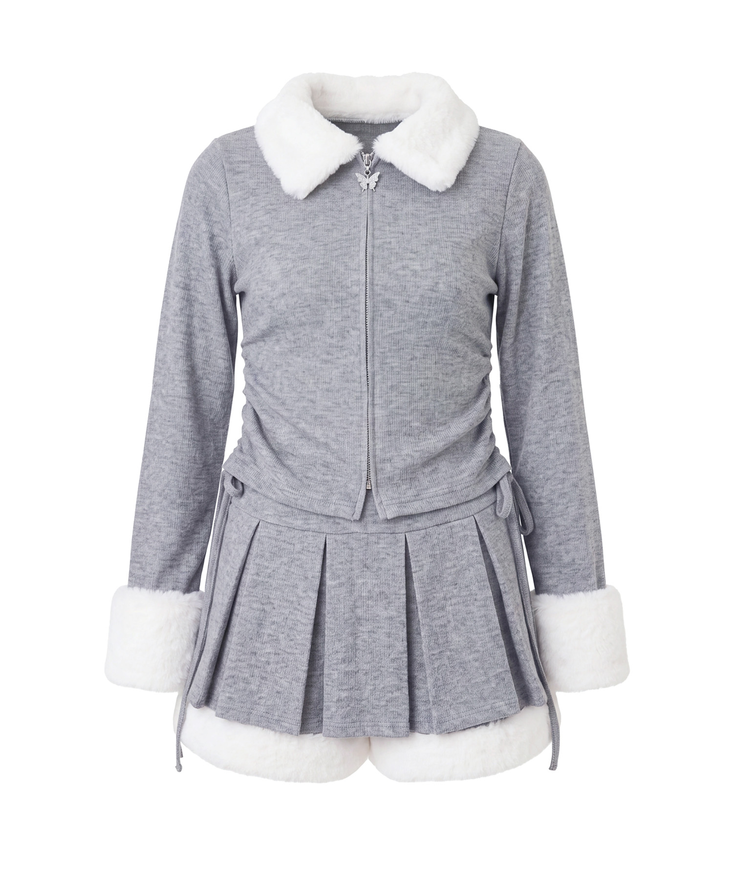 Fur collar zip set