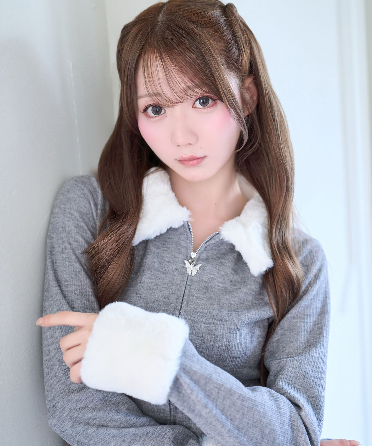 Fur collar zip set