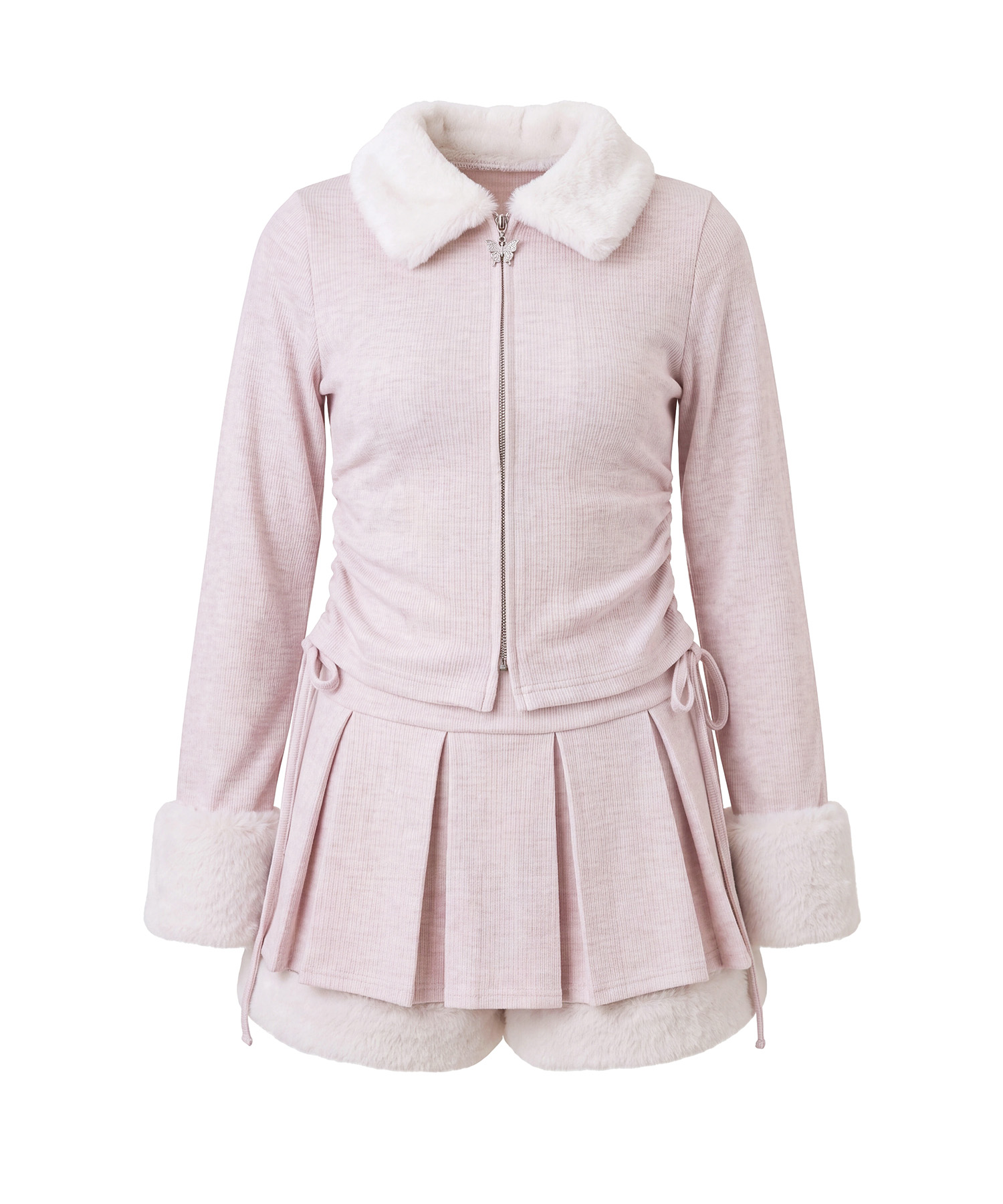 Fur collar zip set