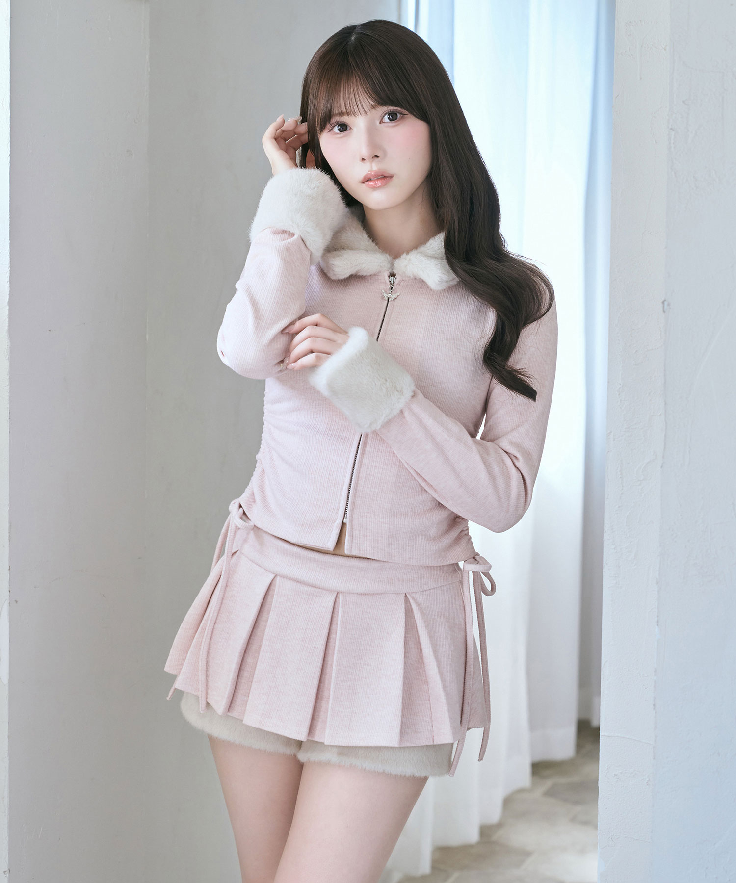 Fur collar zip set