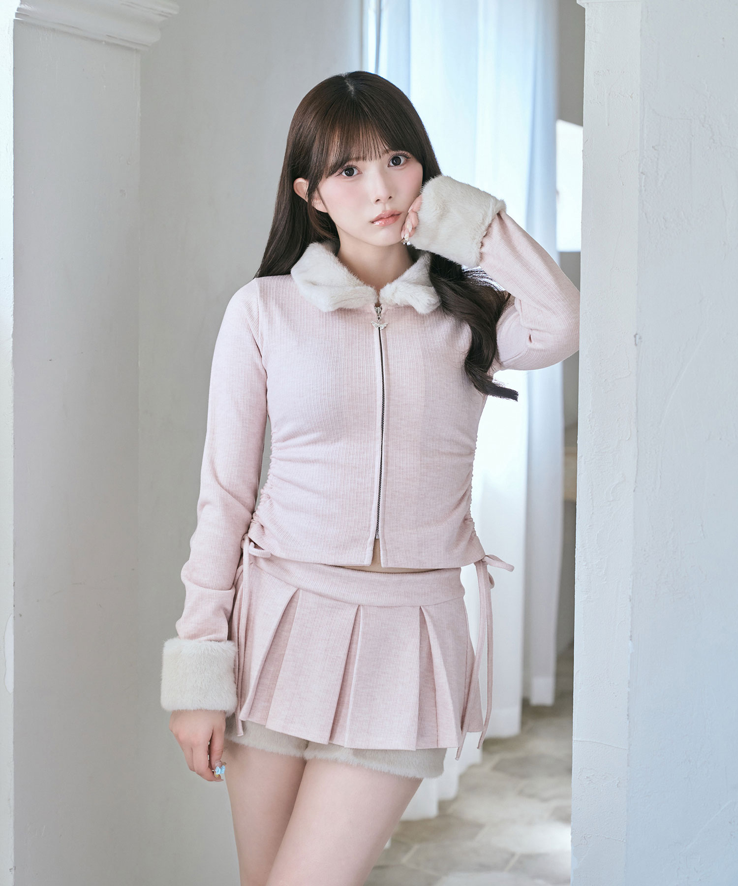 Fur collar zip set