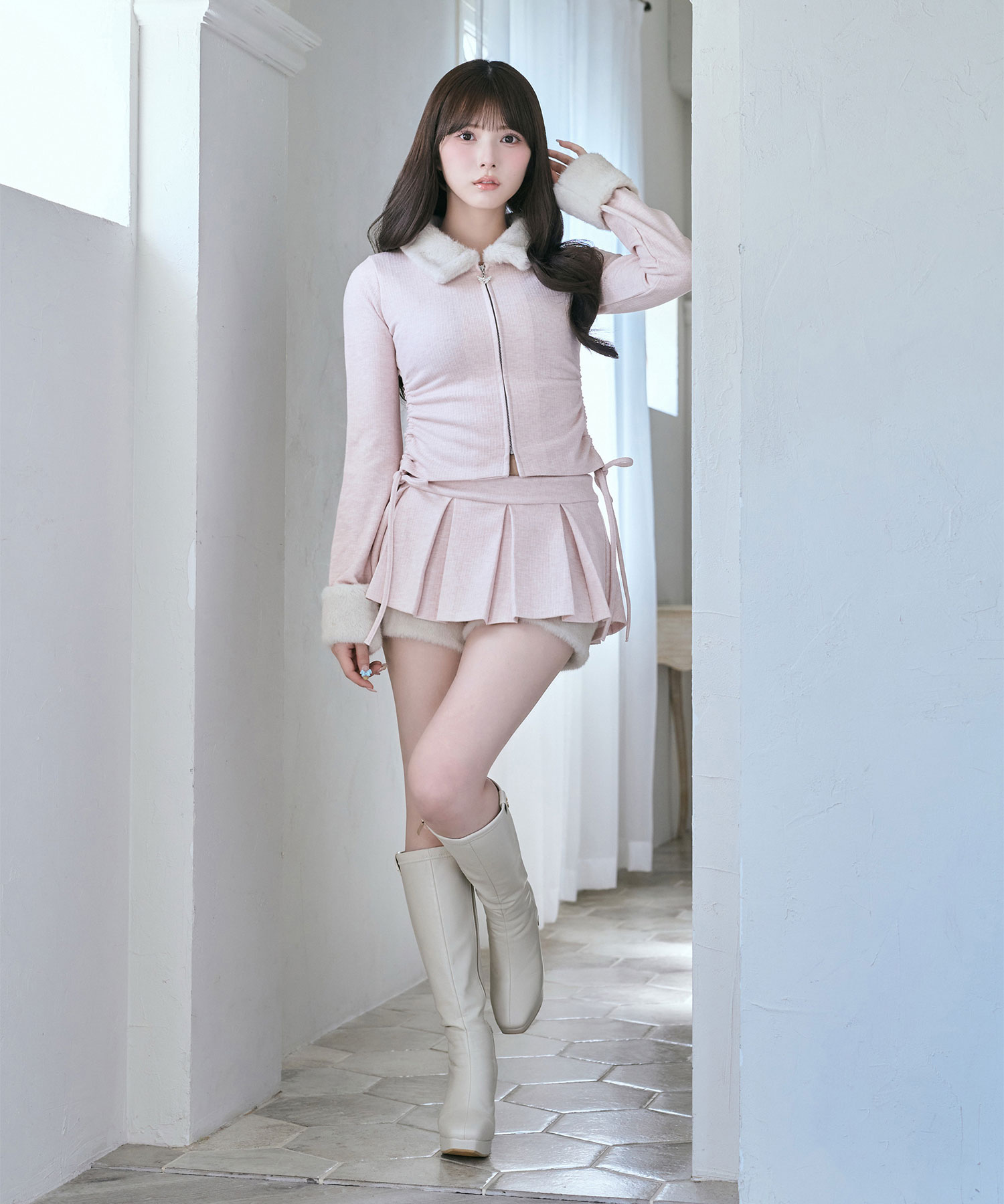 Fur collar zip set