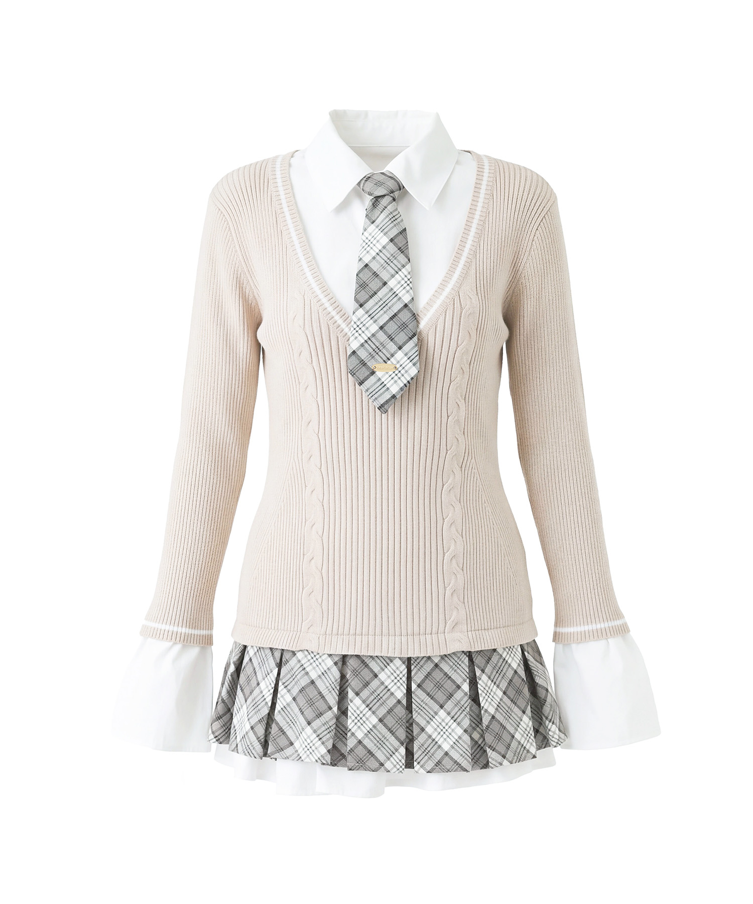 Pleated docking kint o/p with tie