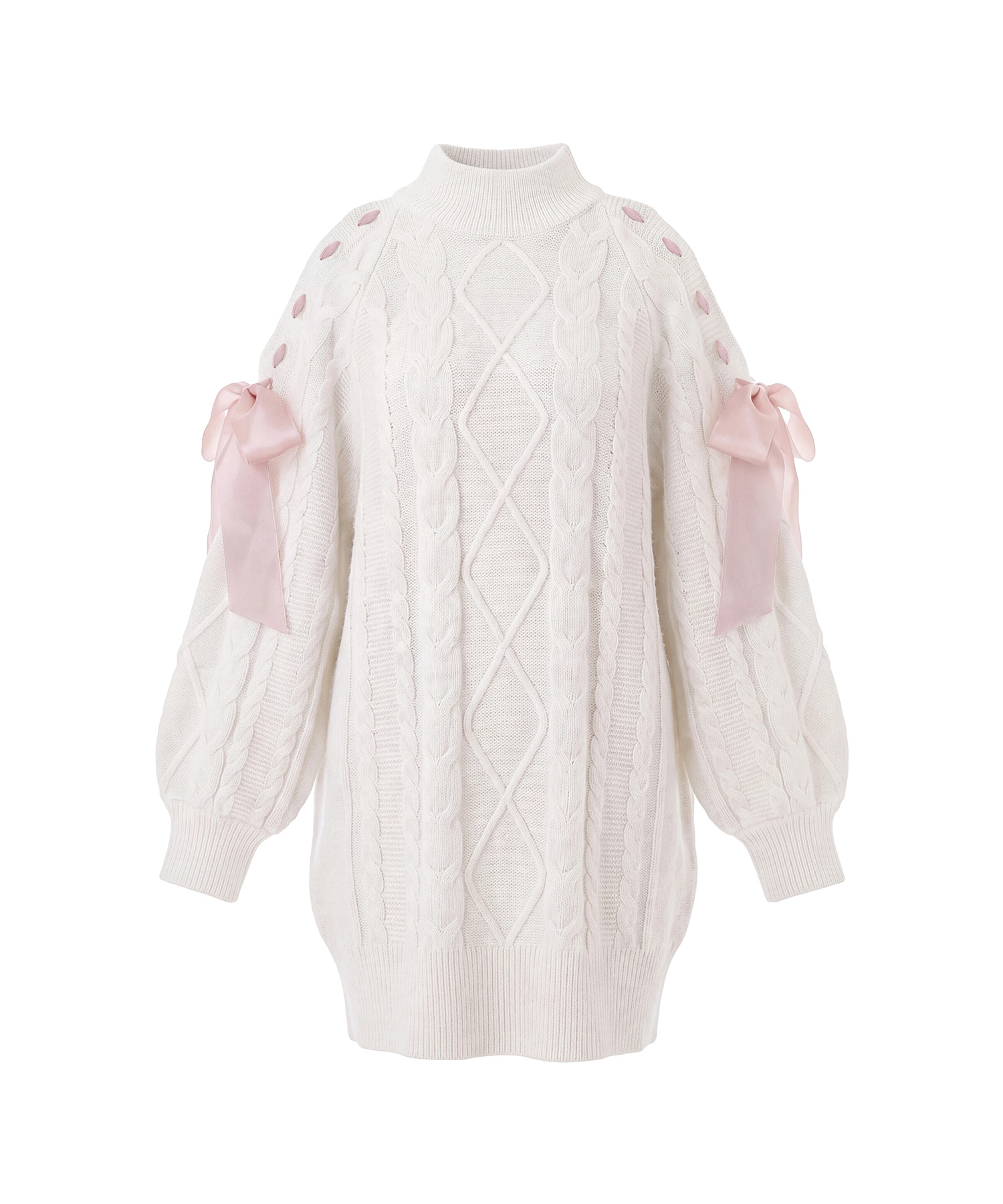 Cold shoulder ribbon cable knit