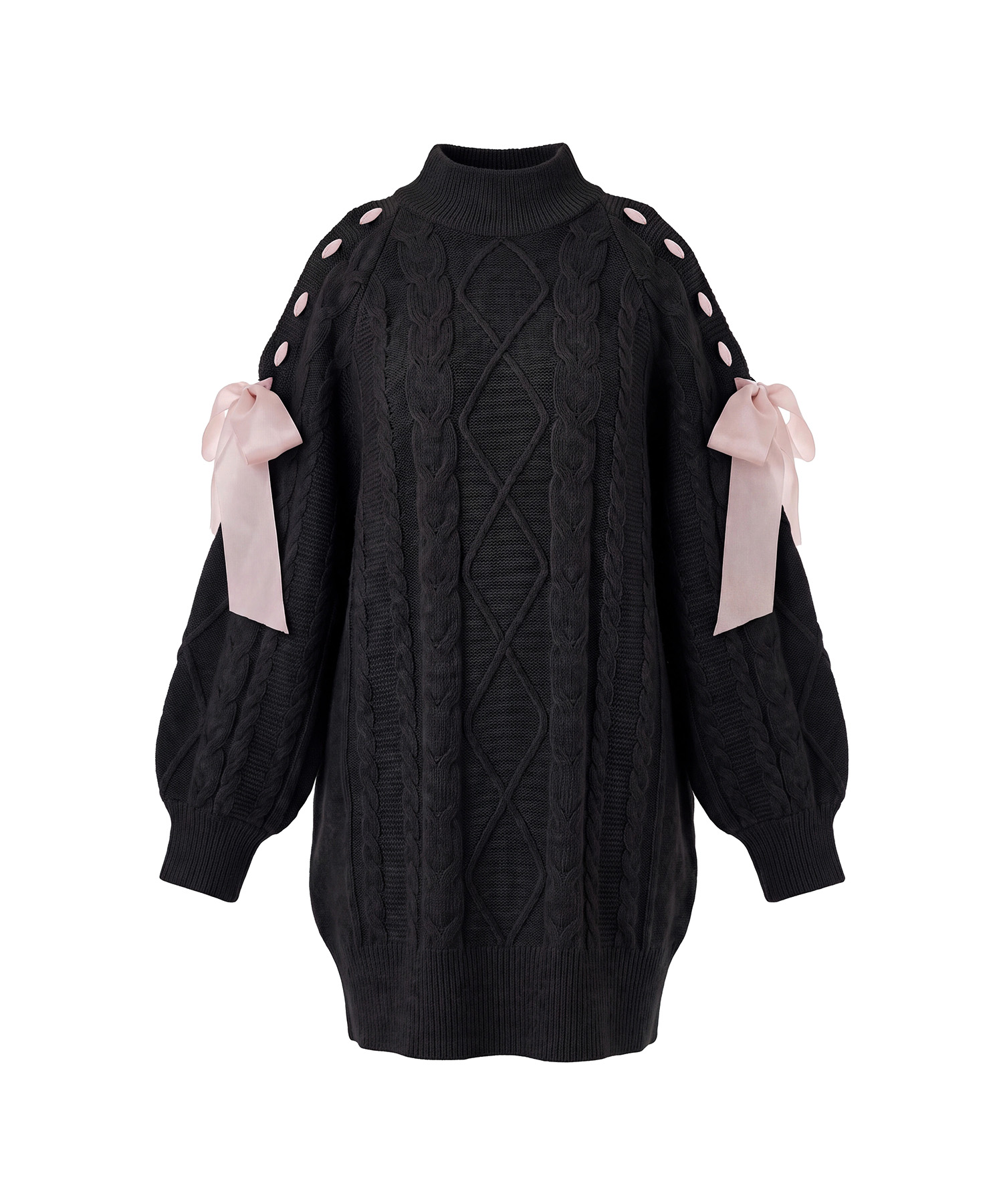 Cold shoulder ribbon cable knit