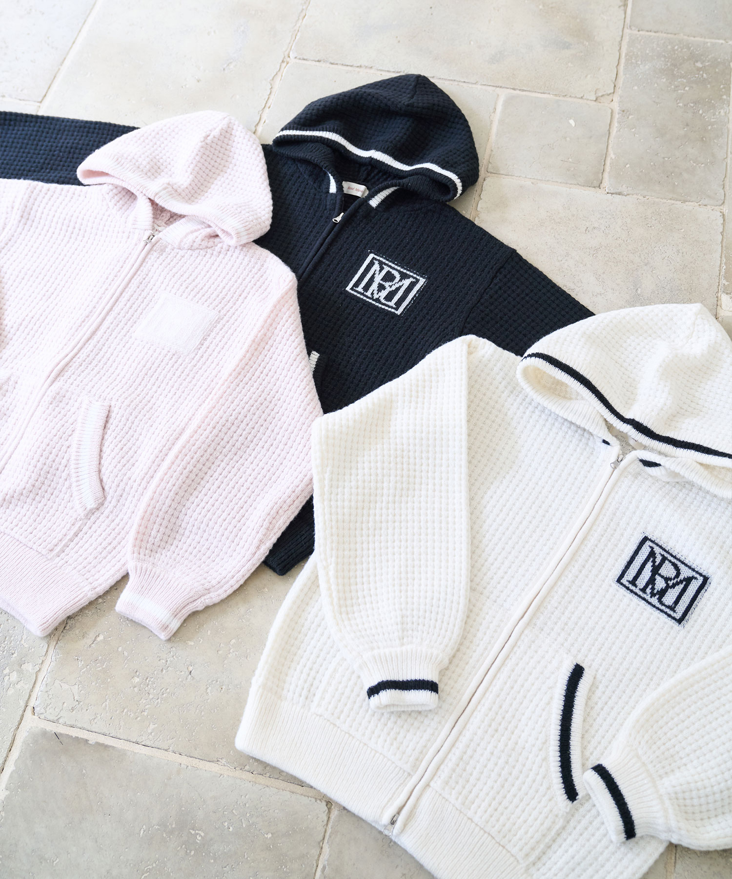 Textured knit hoodie