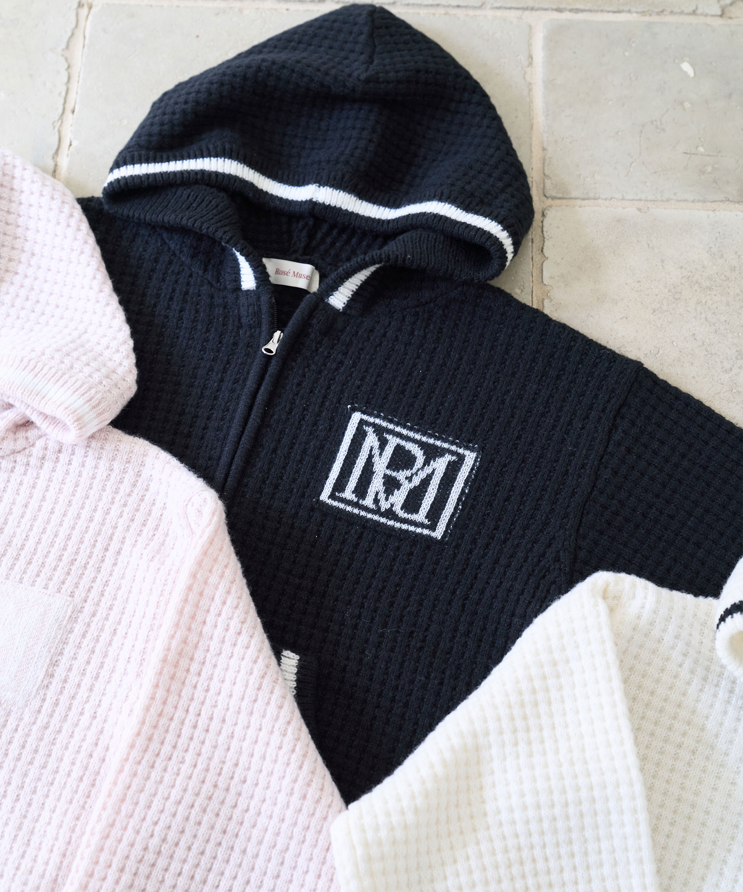 Textured knit hoodie