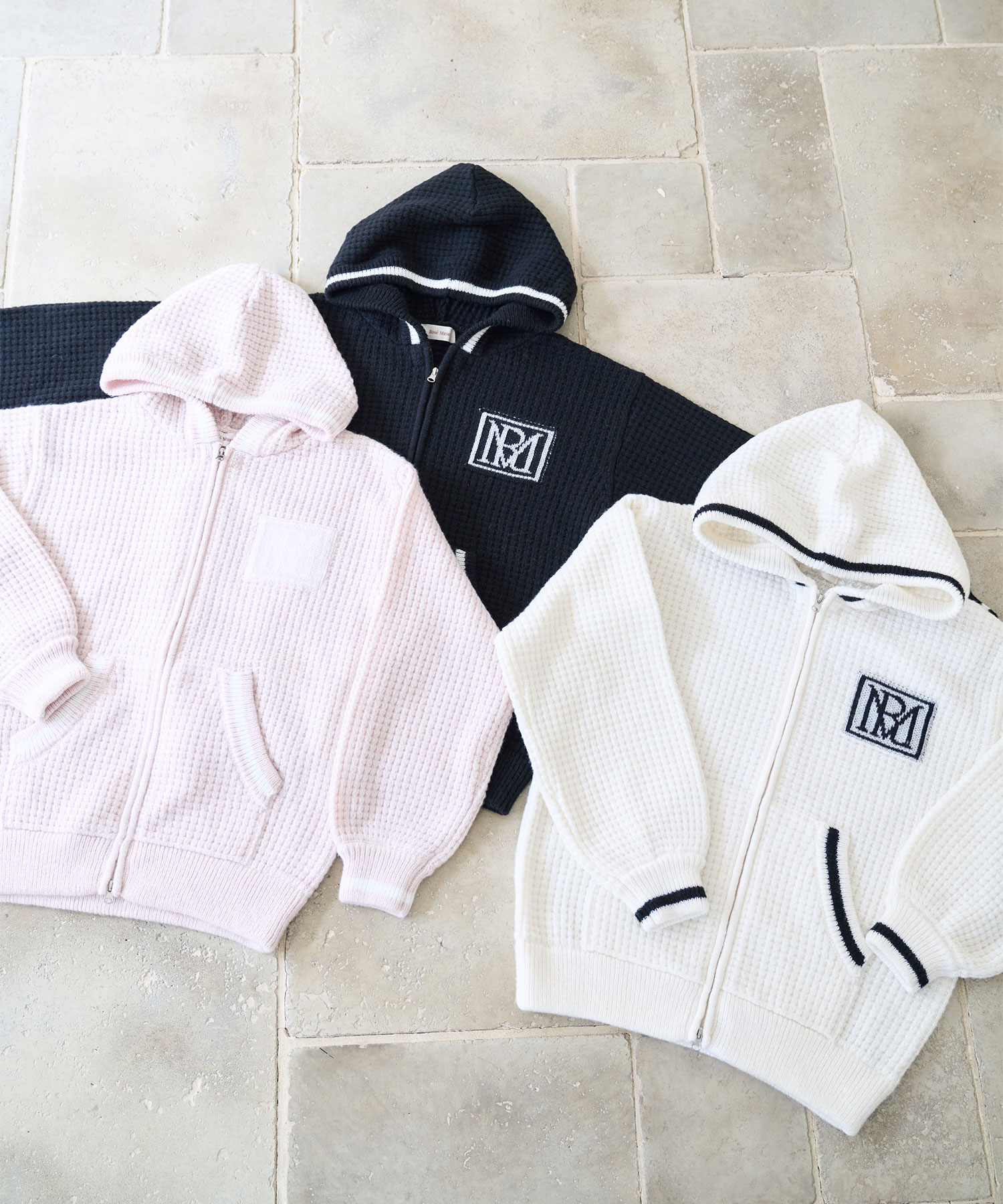 Textured knit hoodie