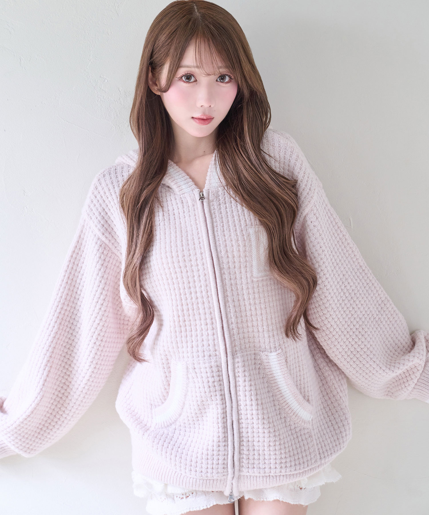 Textured knit hoodie