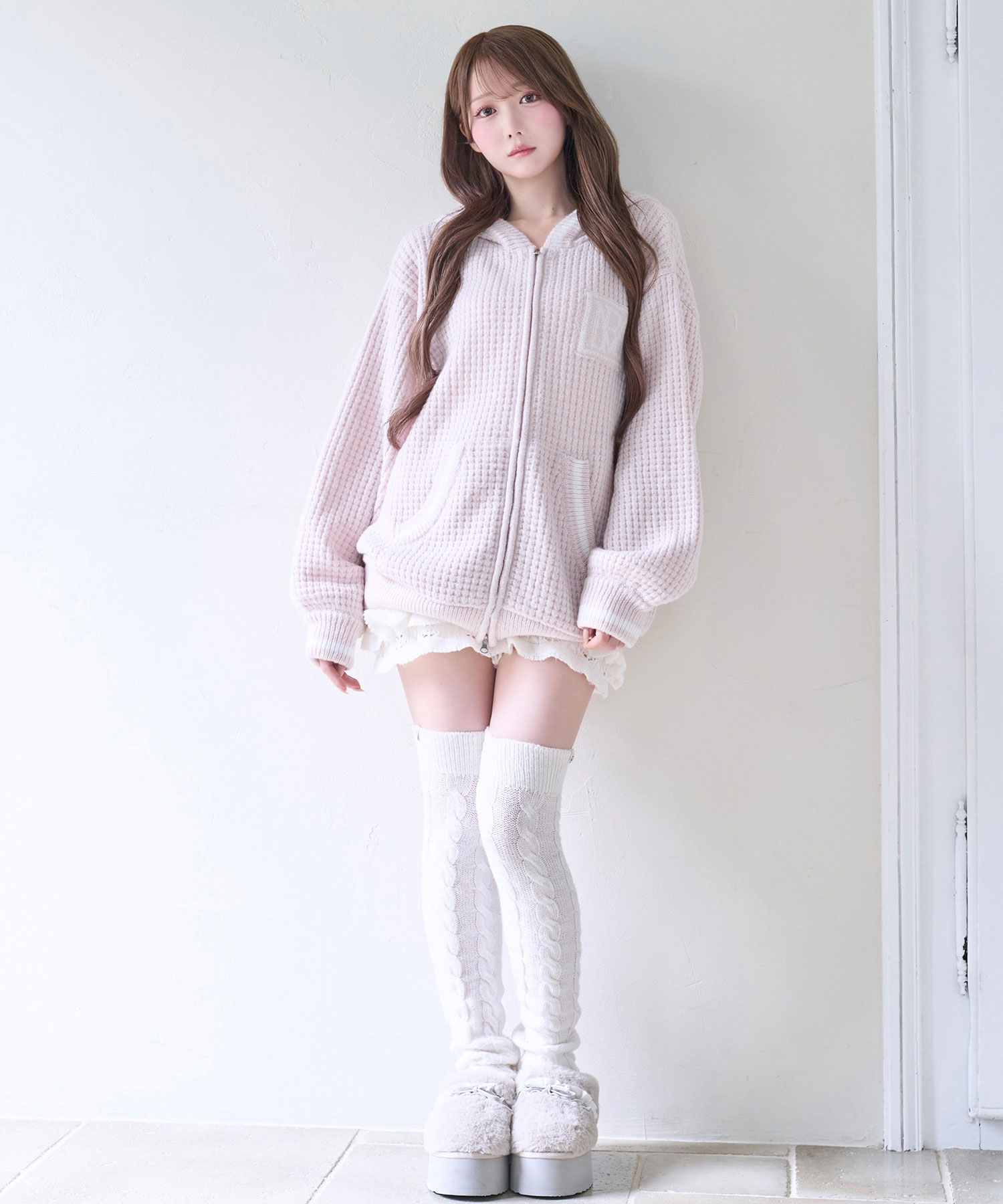 Textured knit hoodie
