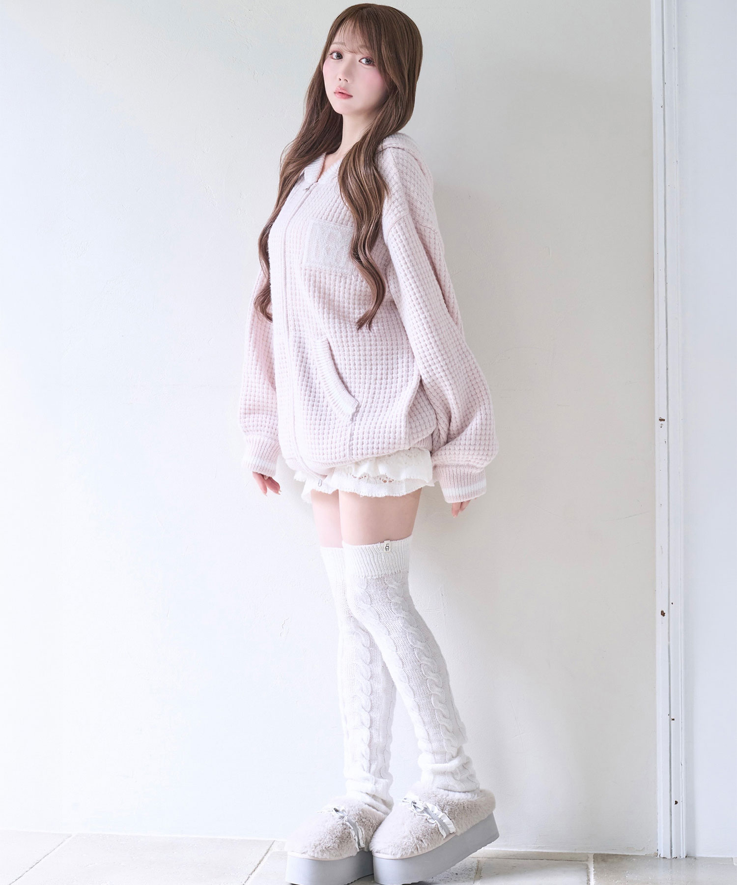 Textured knit hoodie