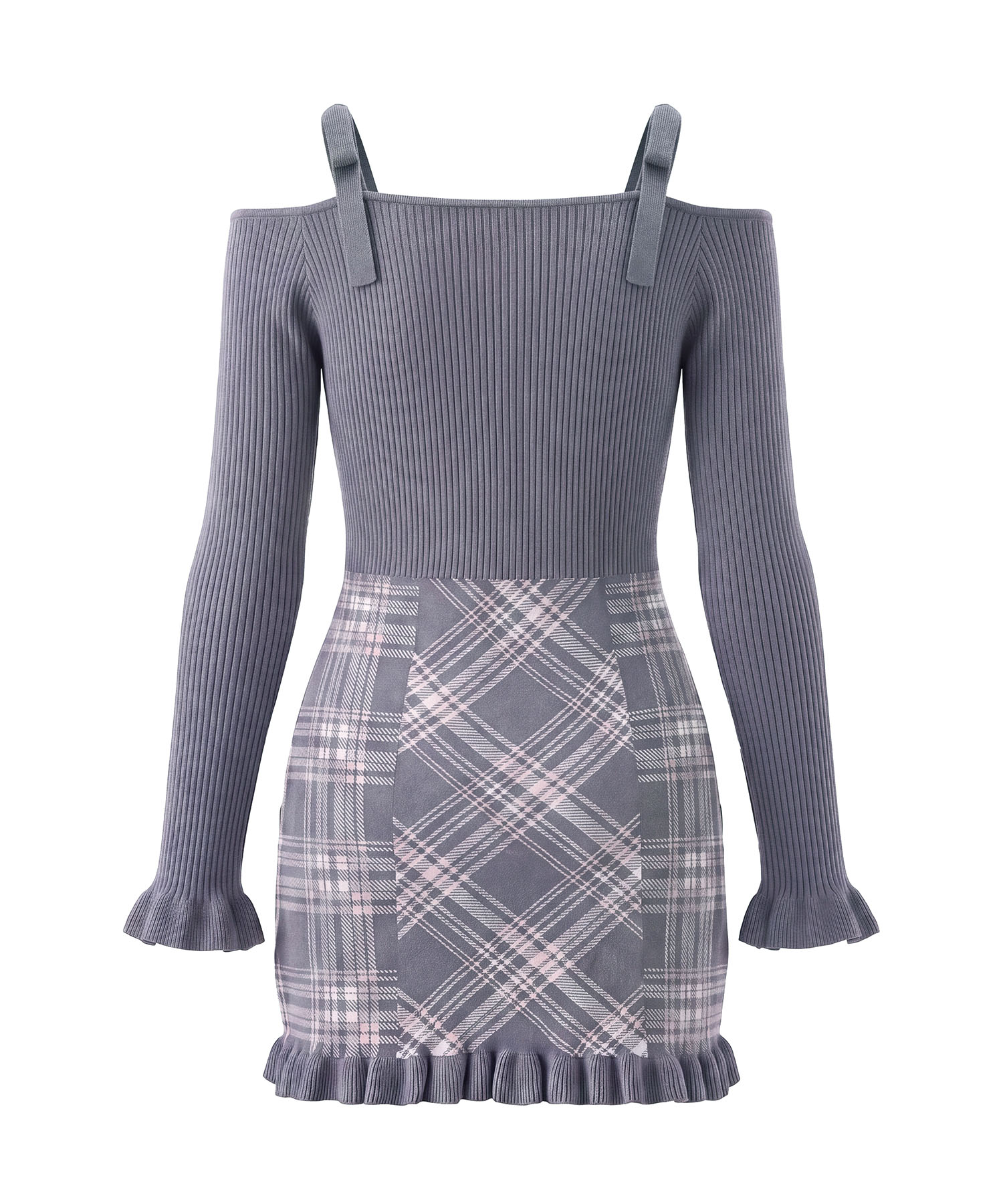 Layered plaid knit o/p