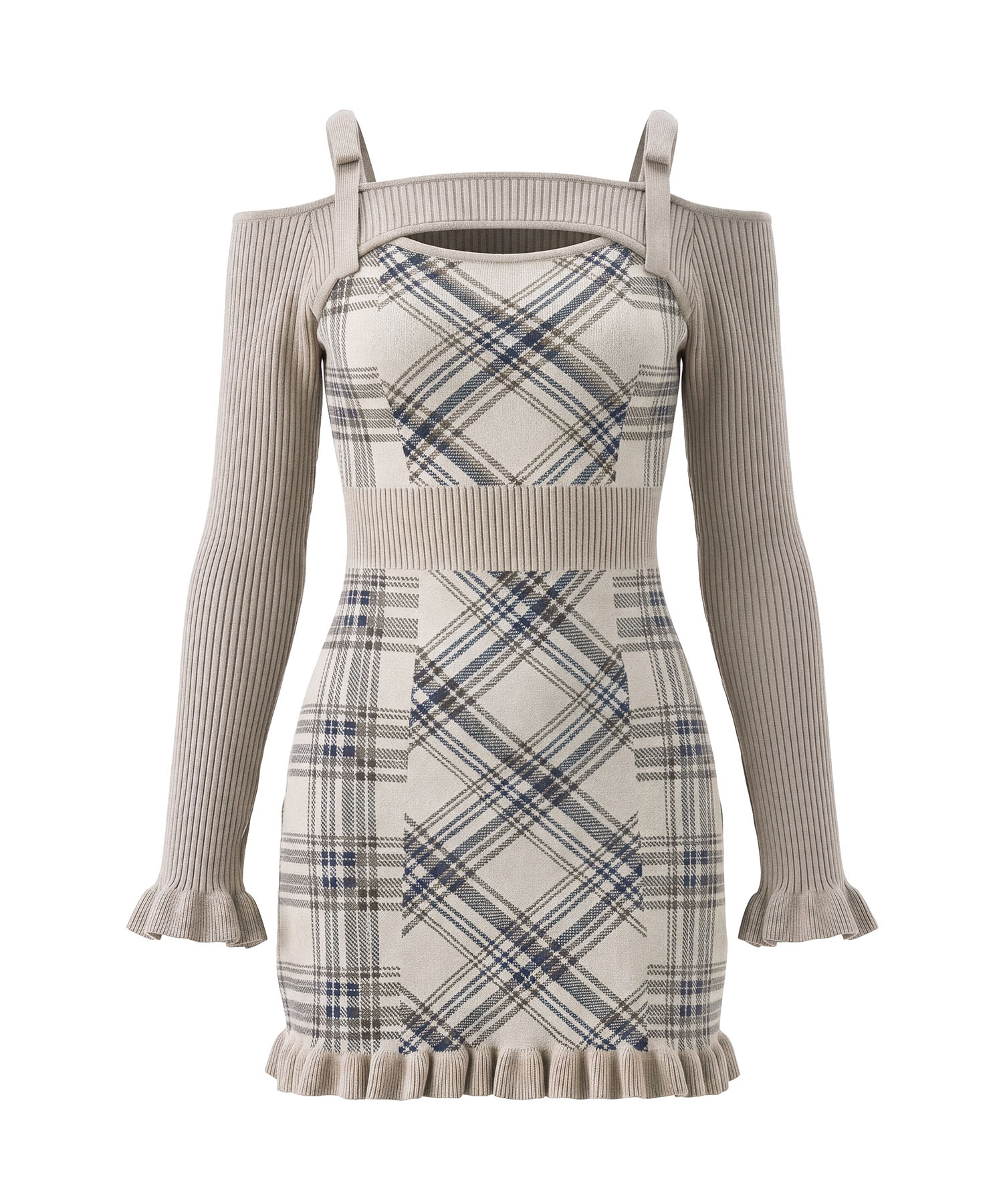 Layered plaid knit o/p