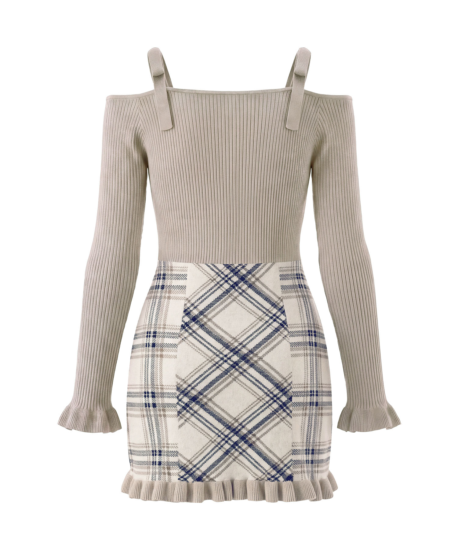 Layered plaid knit o/p