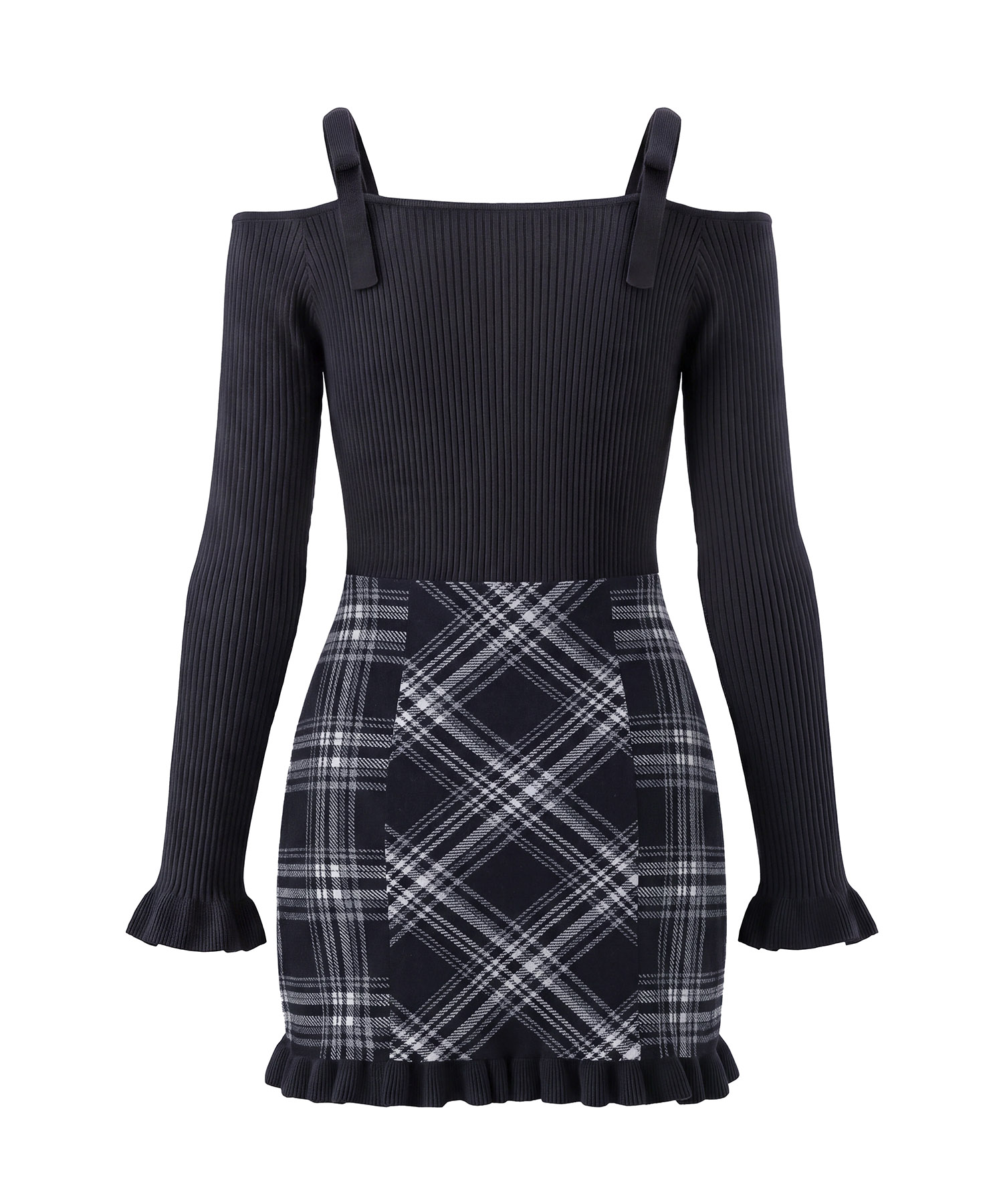 Layered plaid knit o/p