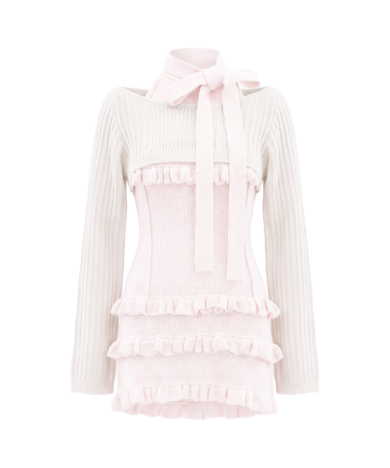 Many frills mini knit o/p set