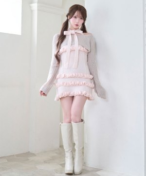 Many frills mini knit o/p set