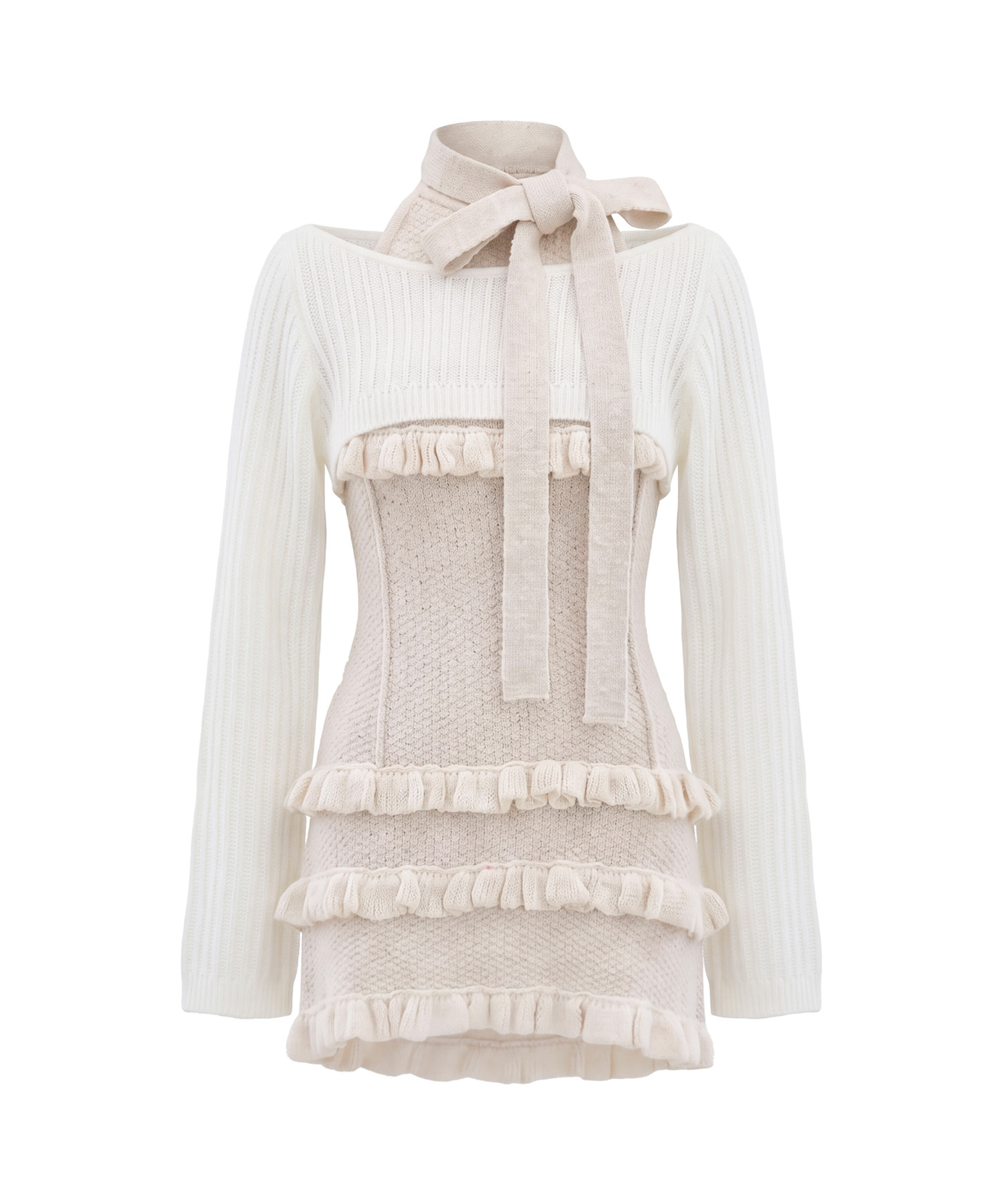 Many frills mini knit o/p set