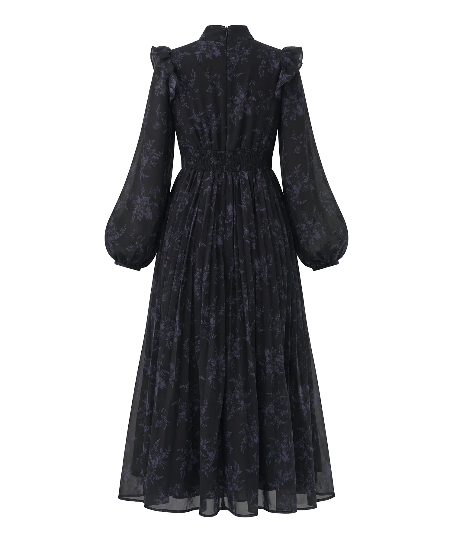Line floral bow pleats dress