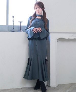 Piping lace mermaid dress