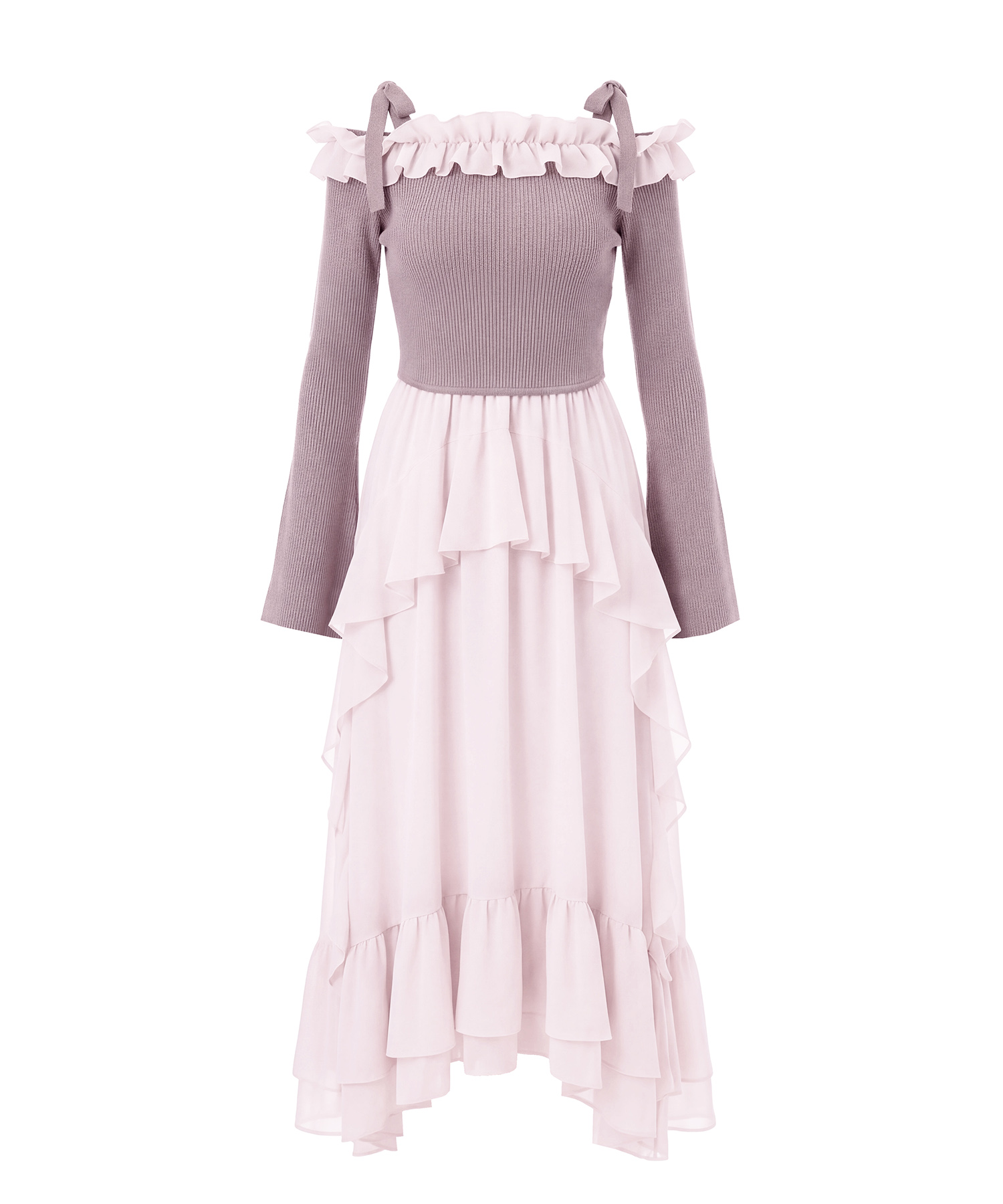 Knit combi chiffon long o/p