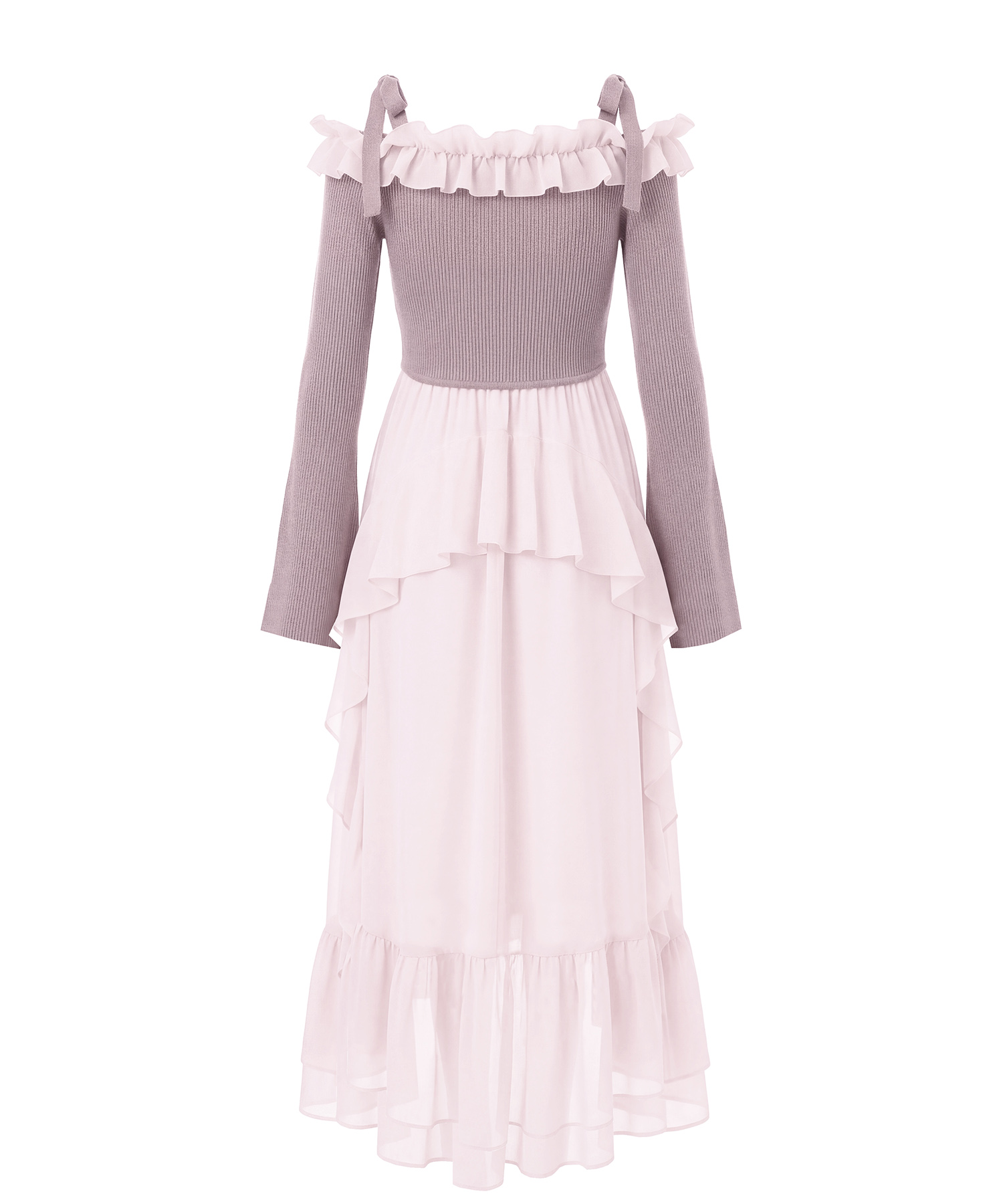 Knit combi chiffon long o/p