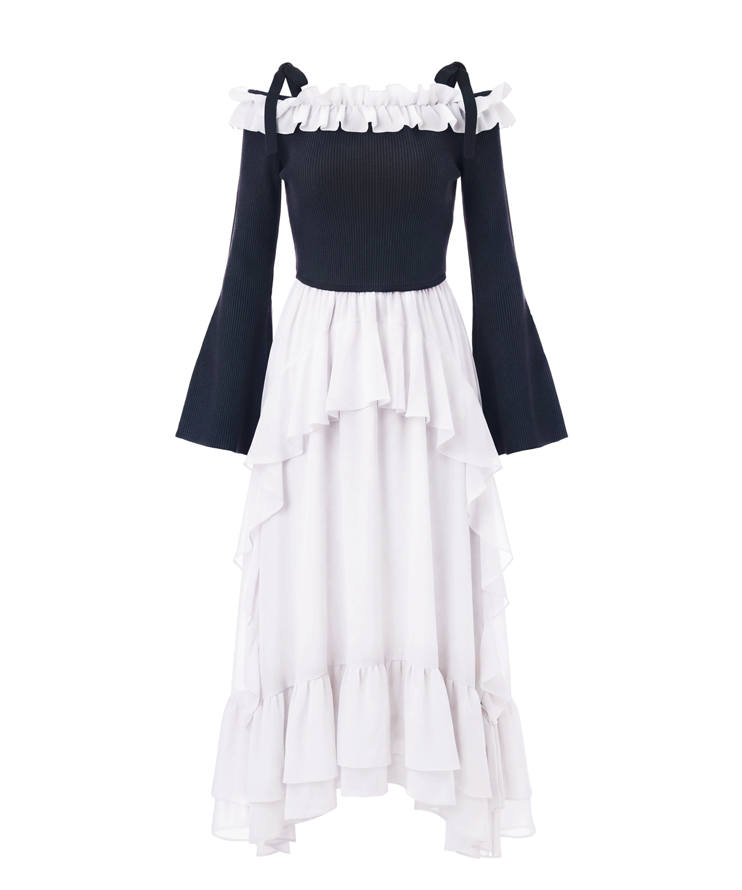 Knit combi chiffon long o/p