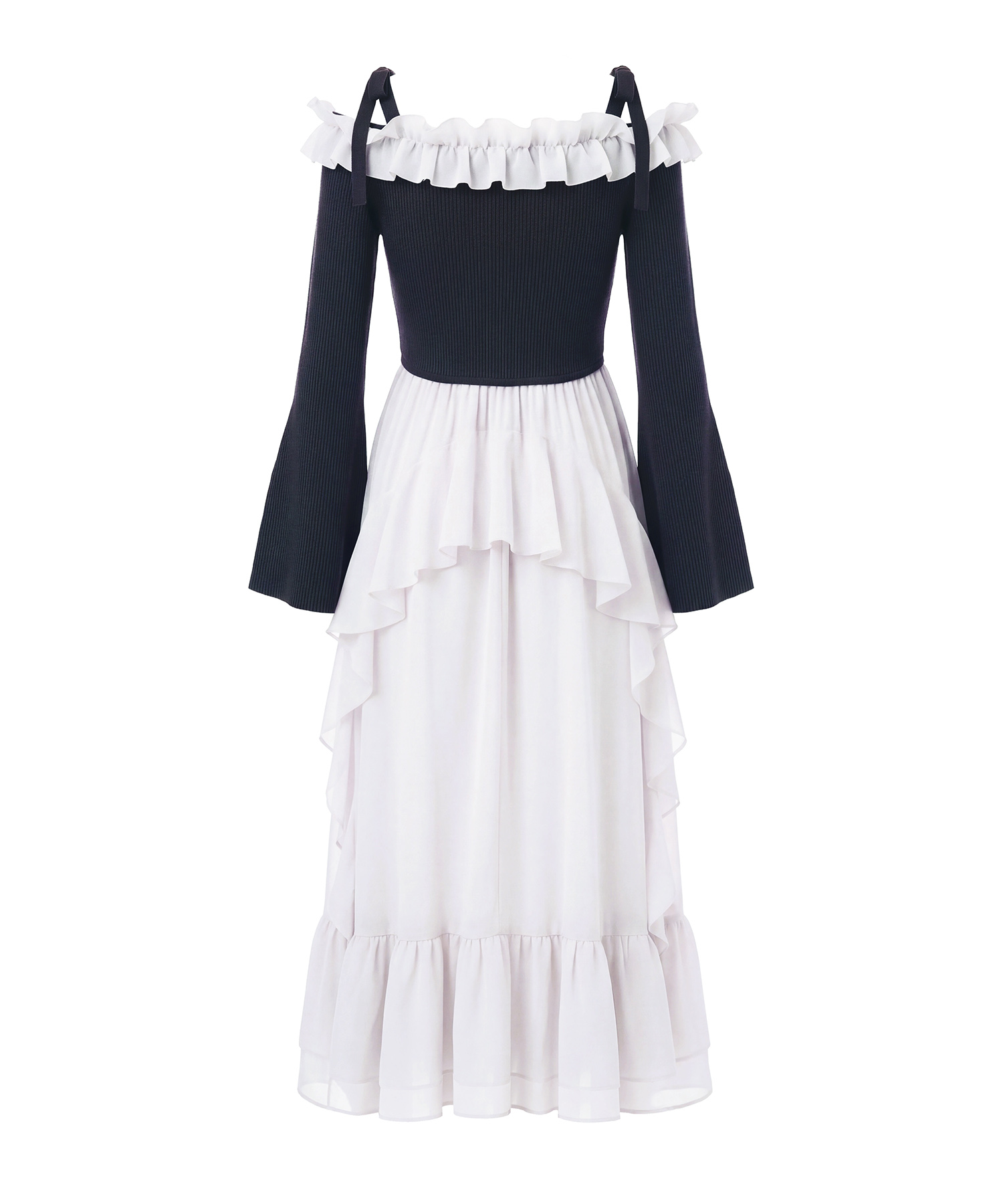 Knit combi chiffon long o/p
